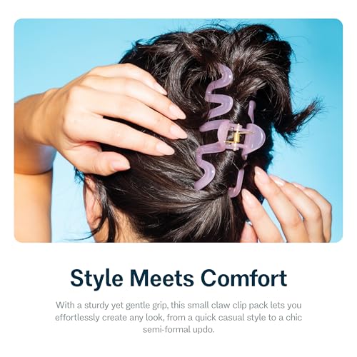 Gimme Beauty Medium Hair Trend Alert Twists & Buns - Break-Resistant, Recycled Plastic Clip - Non-Slip, Firm Hold Clip for All Hair Types - Trendy Wave Design - Pink/White