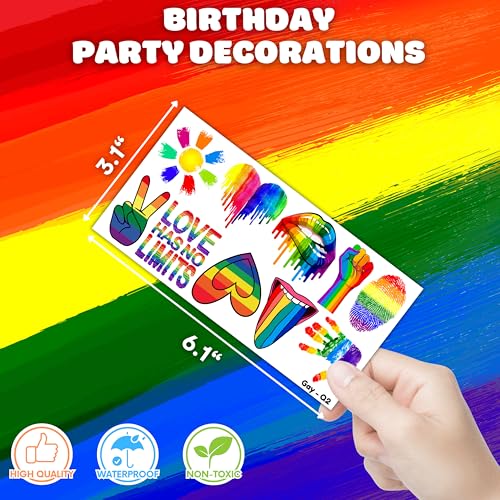 100 PCS Rainbow Pride Temporary Tattoos for Kids