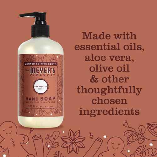 Mrs. MEYER'S CLEAN DAY Liquid Hand Soap, Limited Edition Gingerbread Scent, 12.5 Ounce Bottle