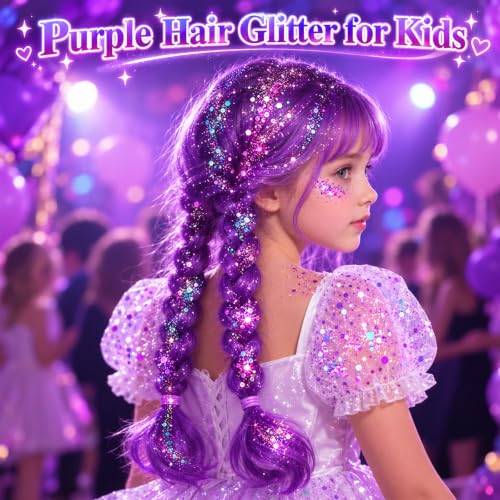 Purple Face Glitter Gel - Mermaid, Rave & Festival Makeup, 40g - Paminify