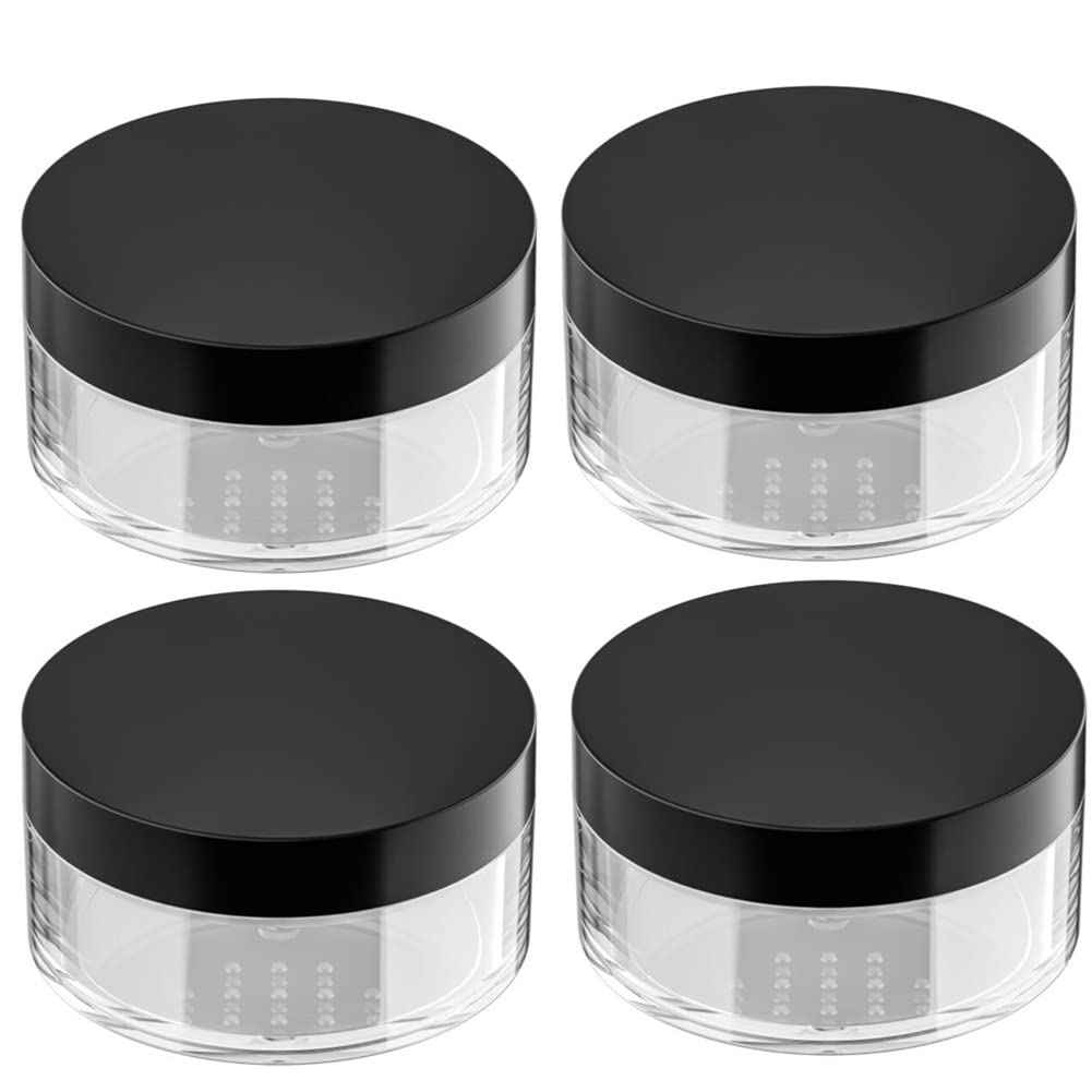 50g Plastic Empty Powder Puff Case with Net Sifter Lid, 50ml Portable Refillable Cosmetic Blusher Face Loose Powder Makeup Container Jars Case Box (4 Pack)