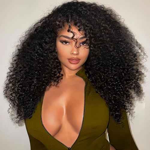 Half Wig Human Hair 200% Density 3 In 1 Seamless Flip Over headband wig human hair Glueless Wear and Go Beginner Friendly Kinky curly human hair wig Drawstring Headband Wig for Women 26inch