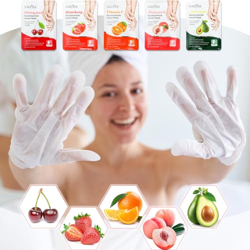 24 Pack Hydrating Fruit Hand Mask Gloves - Moisturizing At-Home Spa Care Set
