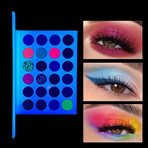 VERONNI 24 Colors Neon Glitter Eyeshadow Palette UV Luminous