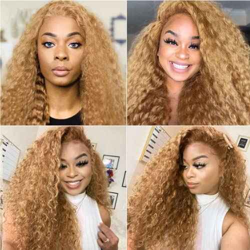 Blonde Bundles Color 27 Human Hair Honey Blonde Kinky Curly Human Hair Weave No Tangle Hair Extensions For Women Brazilian Unprocessed Virgin Hair 8 10 12 Inch