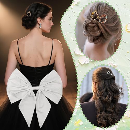 French Hair Pins for Women - 4 Pack Tortoise Acetate