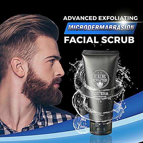 Viking Revolution Microdermabrasion Face Scrub for Men - Facial Cleanser for Skin Exfoliating, Deep Cleansing, Removing Blackheads, Acne, Ingrown Hairs - Men's Face Scrub for Pre-Shave (1 Pack)