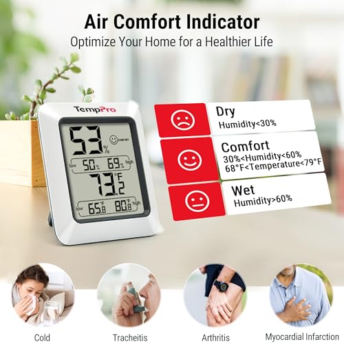TempPro TP50 Digital Hygrometer Thermometer with Humidity Gauge