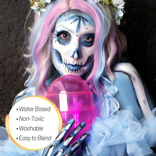 Light Blue Water-Based Face Paint 70ml | Full Coverage Halloween Cosplay