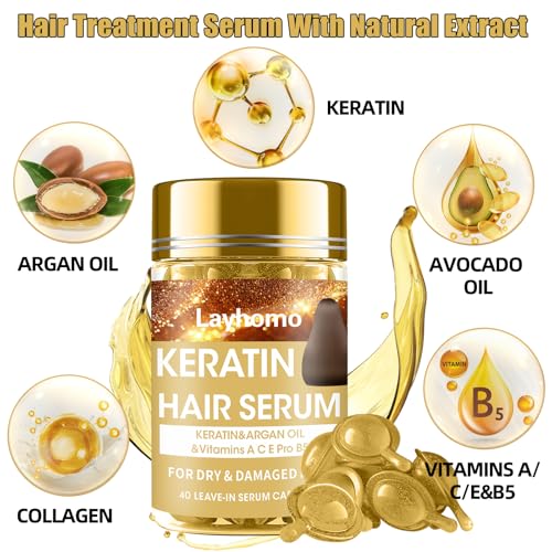 Layhomo Keratin Hair Treatment Serum Capsules for Dry, Damaged Hair