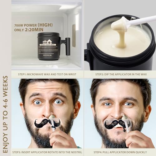 Lifestance Nose Wax Kit Men | 150g | Large Capacity Nose Hair Wax Kit with 40 Applicators, 25-30 Uses | Nose Wax Kit for Women | Nose Hair Waxing Kit for Men with Balm Wipes and Mustache Guards