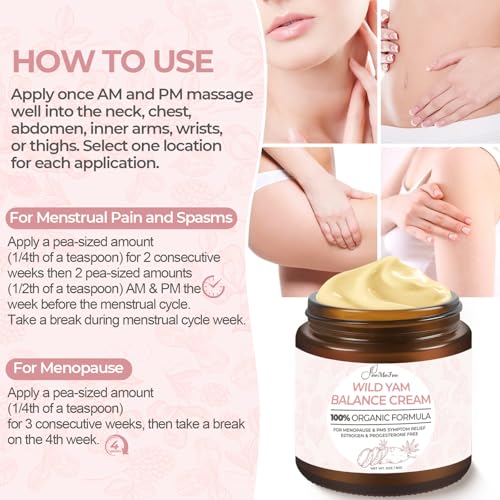 Wild Yam Cream 2oz, Organic Balancing Cream for Women, Deep Nourishment and Hydration, Made With Wild Yam Root, Chaste Tree Berry and Red Clover