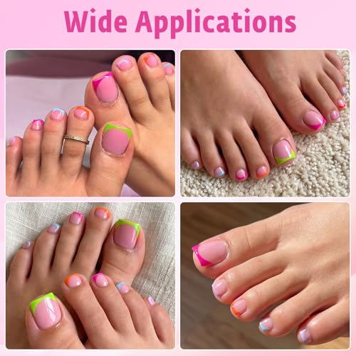 French Tip Press On Toenails - 150pcs Kit with Adhesive Tabs