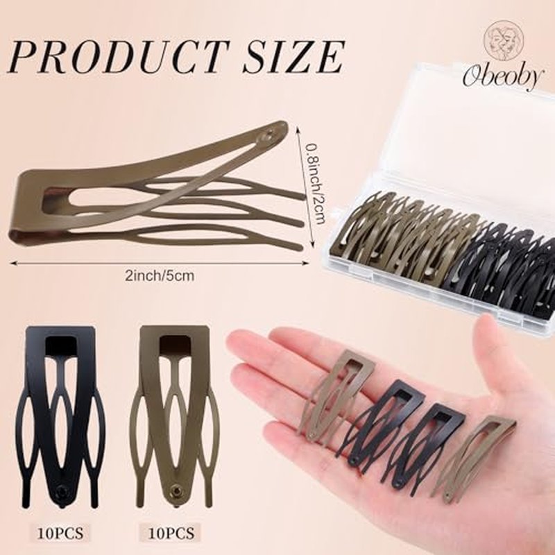 20Pc Metal Snap Hair Clips for Women Girls with Storage Box