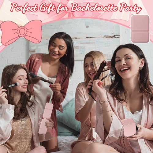 12 Pcs Compact Folding Pocket Mirror Set - 4.2'' Pink Handheld Mirrors