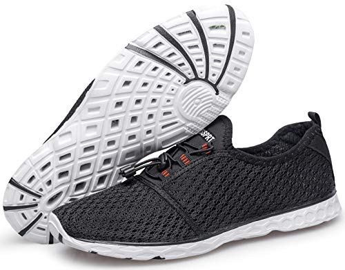 DOUSSPRT Men's Water Shoes Quick Drying Sports Aqua Shoes WhiteBlack Size 7