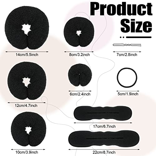 Donut Hair Bun Maker Set - 34 Pc Kit with Sponge Bun Makers, Clips & Elastics