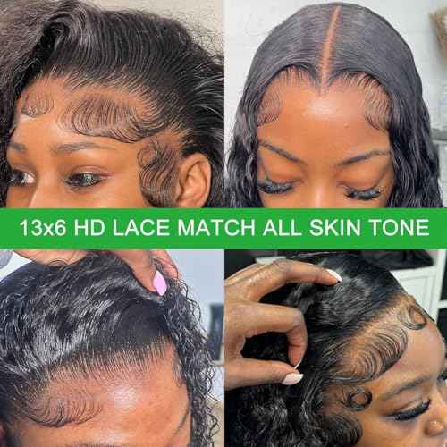 30 Inch Deep Wave Wig 13x6 Lace Frontal Deep Wave Wigs Human Hair 200% Density Pre Plucked Lace Front Wigs for Women 13x6 Lace Curly Human Hair Wig Deep Wave Glueless Wig