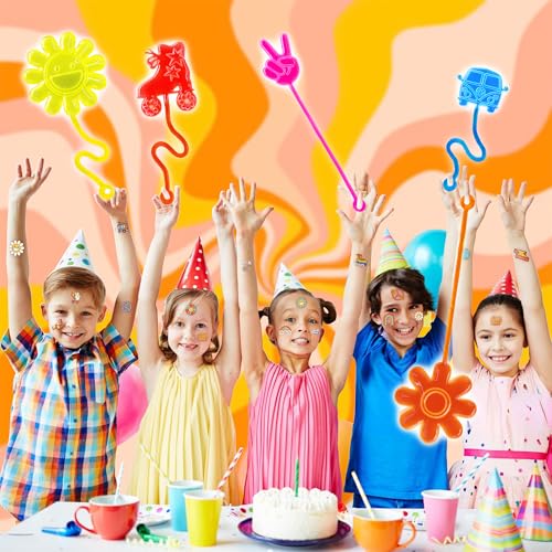 48pc Groovy Party Favors - Sticky Hands & Temporary Tattoos