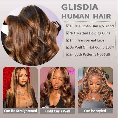 Highlight Body Wave Closure P4/27 Lace Frontal Pre Plucked 2x6 Body Wave Lace Frontal HD Transparent Deep Free Side Part Kim K With Baby Hair Natural Hairline 20 Inch