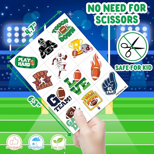 96-Pack Football Temporary Tattoos for Kids | Pre-Cut Party Favors