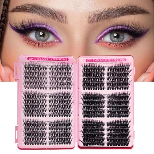 DIY Lash Clusters Kit Lash Extension Kit, 540pcs,30D&40D&50D&60D&80D&100D, 9-16mm, D Curl, Natural Volume Lash Extensions Wispy Eyelash Clusters Individual Lashes Kit,10#Black
