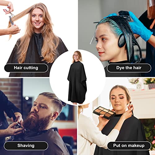 Waterproof Barber Cape with Snap Closure - Black Hair Salon