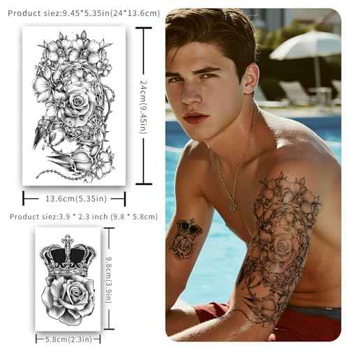 Flowers Temporary Tattoos for Women, 49 Sheets Fake Tattoos Roses Floral Tattoos Temporary Realistic,Waterproof, Long-Lasting