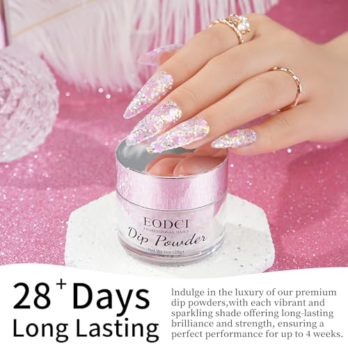 Heart-Shaped Pink Glitter Nail Dip Powder - 1 oz Quick Dry Manicure