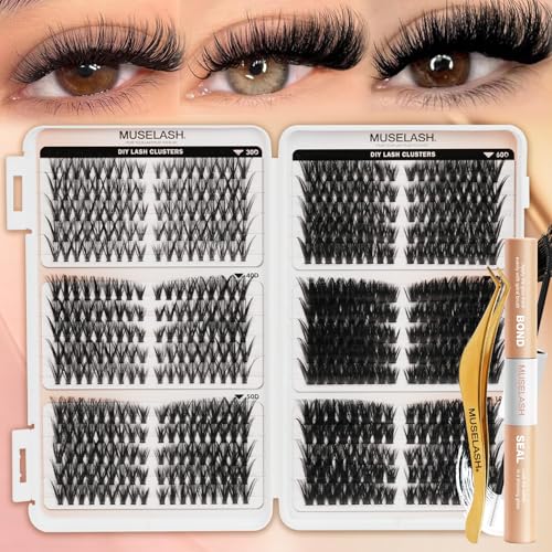 MUSELASH Lash Clusters Kit - 530pcs 8-16mm Wispy Extensions