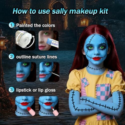 Sally Corpse Bride Makeup Kit - Halloween Face Paint Set
