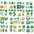 Aresvns St. Patrick's Day Temporary Tattoo 24 Pcs Green Shamrock,Green Tattoos Lucky Clover Tattoos Art Make up Deco Irish Party Favors For Men And Womem