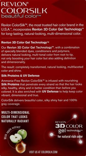 Revlon ColorSilk Permanent Hair Color, Brown/Black 20, Ammonia-Free