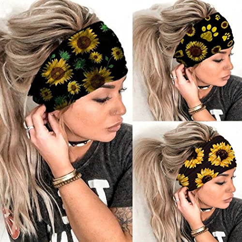 Catery Sunflower Headbands Extra Wide Headbands Fashion Hair Accessories for women