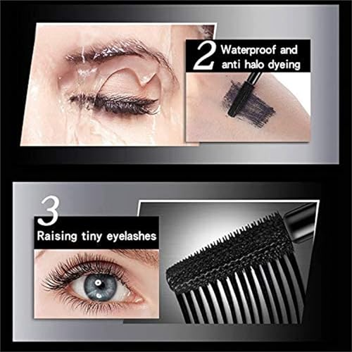 QOHNK 4D Silk Fiber Mascara - Long-lasting Volume & Length, Smudge-proof Black, 3 Pack