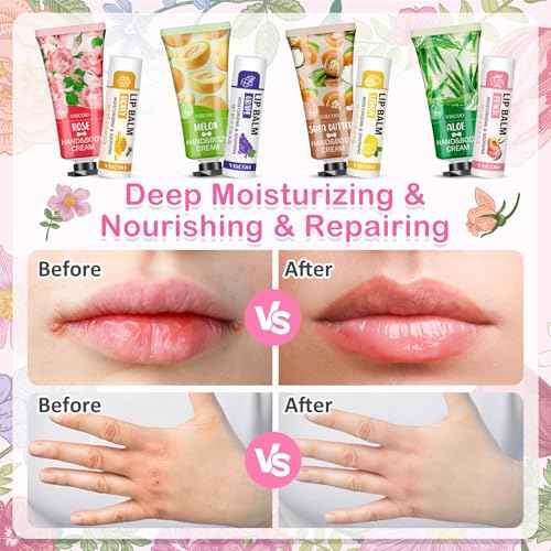 16 Pack Bulk Gifts, Lip Balm and Hand Cream Set, Stocking Stuffers for Women Teengirls, Christmas Gifts,Bridesmaid Gifts for Guests with Thank You Card Organza Bags,Thank You Gifts,Small Gifts