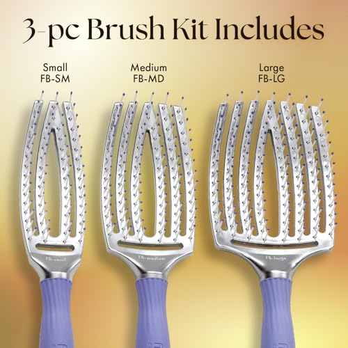 Olivia Garden Fingerbrush Curved and Vented Paddle Brush for Blow Drying - Ideal for Styling and Detangling All Hair Types - Scalp Massager Brush