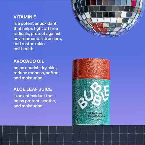 Bubble Skincare Slam Dunk Hydrating Face Moisturizer - Lightweight Face Lotion With Vitamin E + Aloe Vera - Daily Facial Moisturizer for Normal + Dry Skin - Glam Edition (50ml)