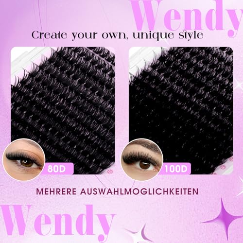 WENDY LASHES Lash Clusters 80D+100D Eyelash Clusters 462PCS Wispy Individual Lashes, 10-18MM D-curly Lash Extension DIY Cluster Eyelash Extensions for Beginners