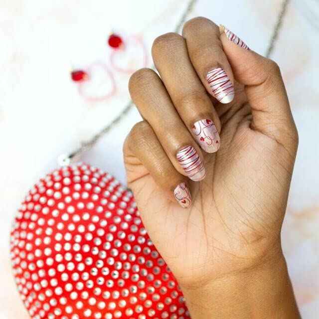 I'm With Cupid - Color Street Nail Strips (Valentine's Day) White Pink & Red 16 Count (Pack of 1) FDS473 0