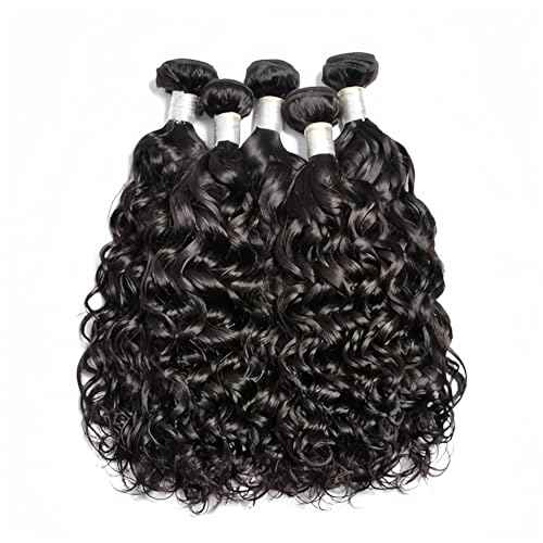 Brazilian Water Wave 5Bundles(50g/bundle) with 4x4 Lace Closure Wet and Wavy Bundles With Closure Deep Curly Human Hair Bundles with Closure(10/10/10/10/10+10)