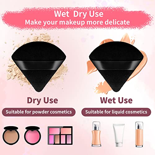 150 Pcs Powder Puff Face Soft Triangle Makeup Puff for Loose Powder Mineral Powder Body Powder Velour Cosmetic Foundation Wet Dry Sponge Makeup Tools (Black)
