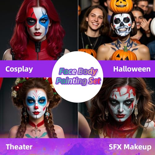 YBUETE 3Pcs Face Body Paint Set - Halloween Costume Party