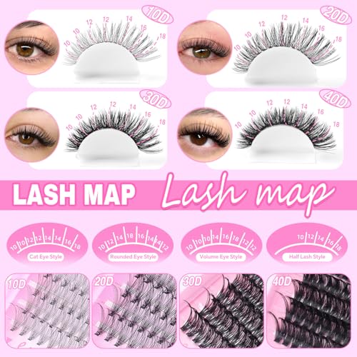 Lash Clusters Kit 720PCS - Volume Eyelash Extensions with Tools