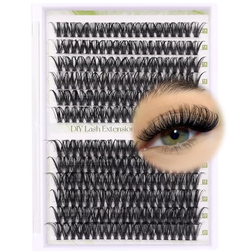 ALICE Lash Clusters DIY Lash Extensions 240PCS 14-20MM Individual Lashes Cluster Lashes Natural 40D Eyelash Extensions Faux Mink Individual Eyelashes