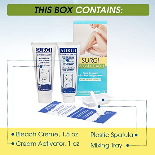 Invisi Bleach Face & Body Hair Lightening Cream - Blue, 1.5 oz - Sensitive Skin