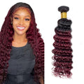22 Inch Ombre Deep Wave Human Hair Bundle - T1B99J Burgundy