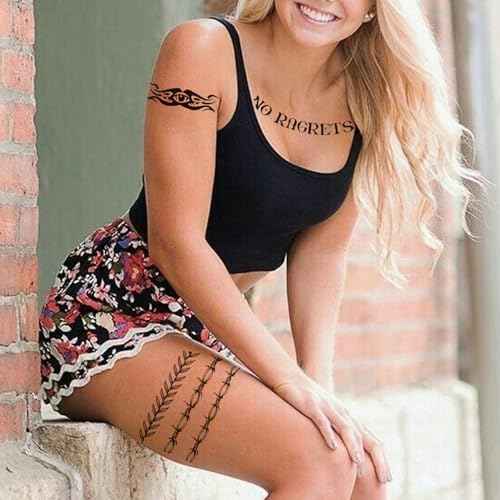 4 Sheets No Ragrets Temporary Tattoos Barbed Wire Temporary Tattoos Halloween Costume Tattoo
