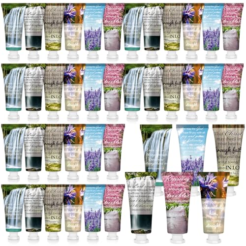 Leelosp 72 Pcs Christian Hand Cream Bulk for Women Bible Verse Hand Lotion Gifts Mini Travel Size Lotion Christian Gifts for Women Skin Dry Bible for Mom Grandma Christmas Holiday