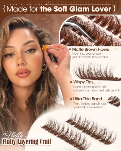Brown Wispy Lash Clusters | 10mm 12mm 14mm Extensions